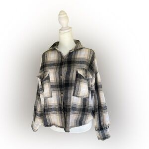 Passport Black and Cream Plaid Utility Jacket